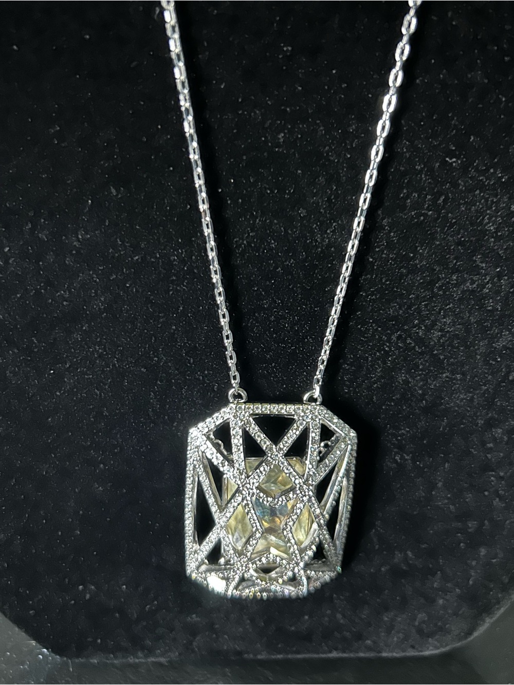 Authentic Swarovski Evanescent Crystal Cage Pendant Necklace